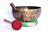 root and om chakra c note antique finished hand hammered tibetan meditation singing bowl 9 inches - yoga bowl from nepal