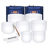 solshine 6-12 inch crystal singing bowl set of 7 for sound healing with 2pcs free heave duty carring case crystal mallet and o-ring sound repairer