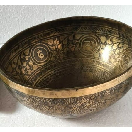 12 inch pure hand carved full mantra bowl in antique polish tibetan singing bowl